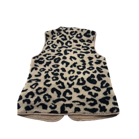 Merokeety Leopard Print Sherpa Fleece Vest Women's sz Medium Sleeveless Jacket - Picture 7 of 7